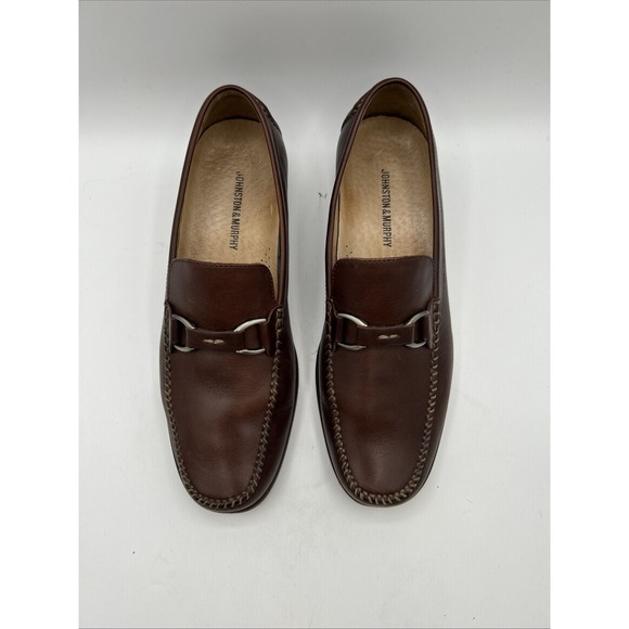 Johnston & Murphy Bit Loafers Mens‎ 10.5 M Brown Leather Moc Toe Slip On Shoes main image 10